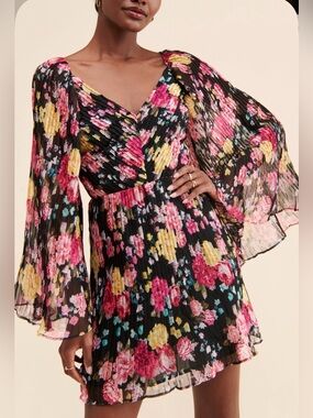 Anthropologie La Maison Talulah Midnight Fiesta Floral Mini Dress | Medium